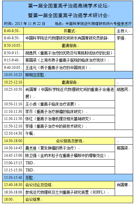 第一届全国重离子治癌高端学术论坛暨第一届全